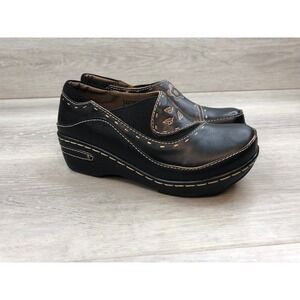 Spring Step Burbank Women's Mules Wedge Black Leather Clog‎ 6 Comfort Shoes